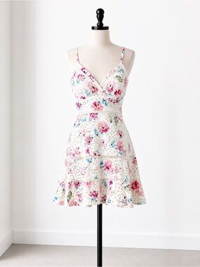 NWT Floral embroidered mini dress by Aqua Sz L